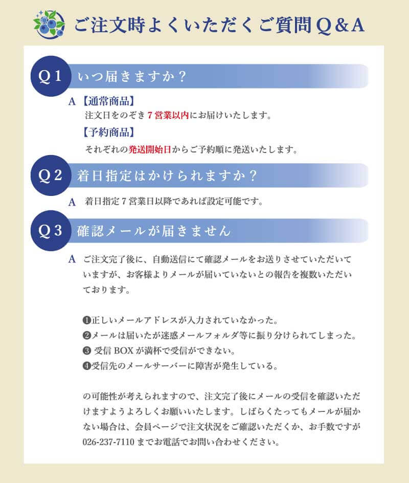 発送について